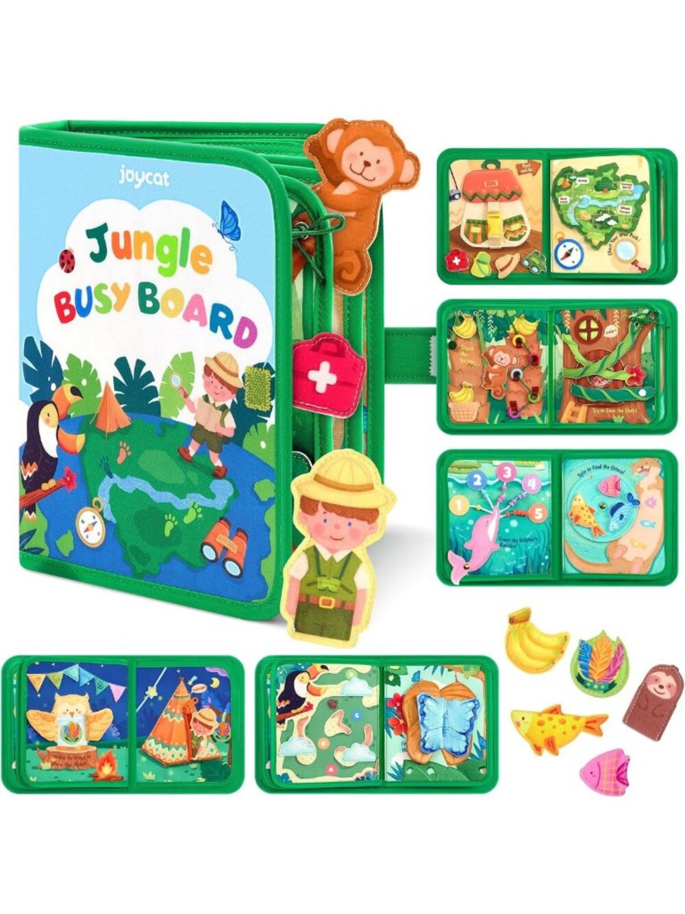 25-in-1 Jungle Busy Board for Toddlers 2-4 | Engaging Activity Book for Kids